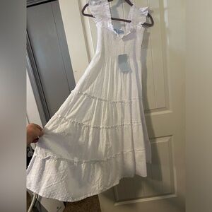 Hill House Home The Ellis Nap Dress Swiss dot white 100% cotton XS